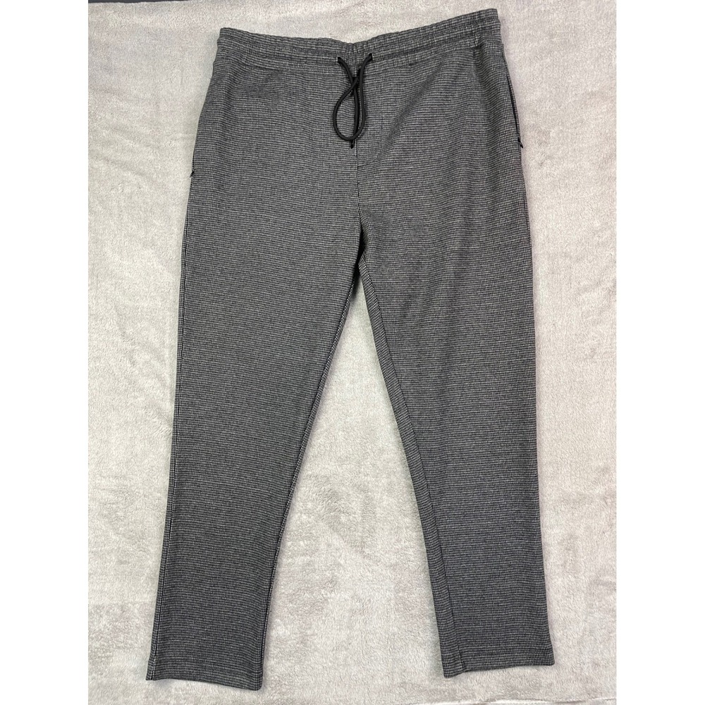Karl Lagerfeld Paris Men's Pants Large Black Gray Houndstooth Jogger Stretch L